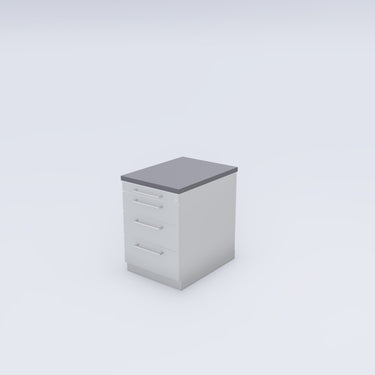 Standcontainer MOVE abschließbar, mit Sockel, 43 × 60 × 57 cm, Platte Grau, Korpus Weiß